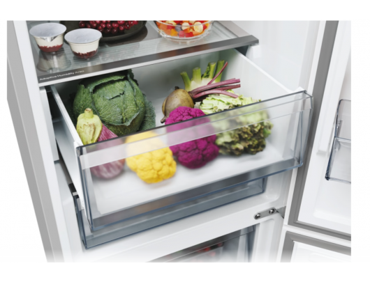 Šaldytuvas Candy CNCQ2T620EX Refrigerator, E, Free standing, Combi, Height 205 cm, Fridge net 289 L, Freezer net 120 L, Stainless Steel