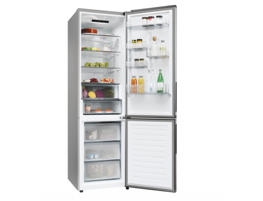 Šaldytuvas Candy CNCQ2T620EX Refrigerator, E, Free standing, Combi, Height 205 cm, Fridge net 289 L, Freezer net 120 L, Stainless Steel