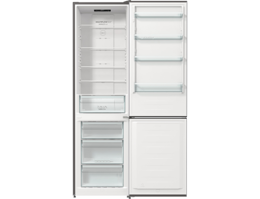 Šaldytuvas Gorenje NRK6202ES4 Refrigerator, E, Free standing, Combi, Height 200 cm, Net Fridge 235 L, Net Freezer 96 L, Grey