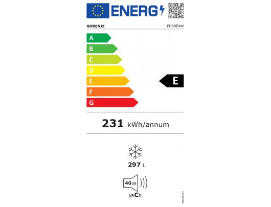 Šaldymo dėžė Gorenje Freezer FH30EAW, Energy efficiency class E, Chest, Free standing, Height 84.7 cm, Total net capacity 297 L, White