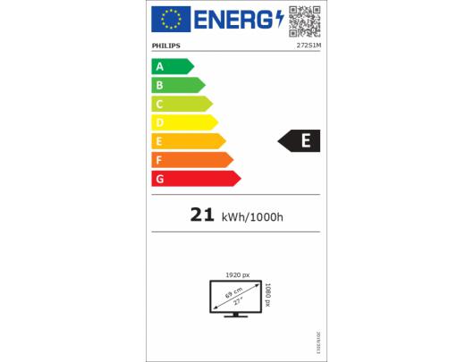 Monitorius Philips S-line | 272S1M | 27 in | IPS | Full HD (1080p) 1920x1080 at 75 Hz | 250 cd/m² | HDMI, DVI-D, VGA, DisplayPort | Height, pivot (rot