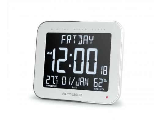 Sieninis laikrodis Muse M-090 WMC, su žadintuvo funkcija, baltas