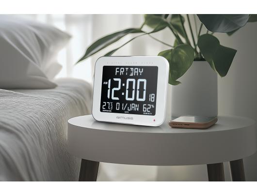 Sieninis laikrodis Muse M-090 WMC, su žadintuvo funkcija, baltas