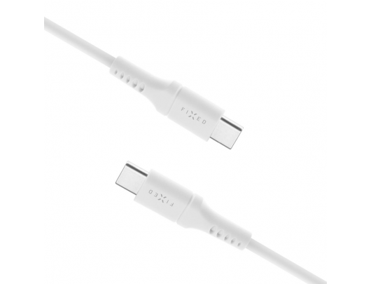 Kabelis USB-C/USB-C Fixed FIXDLS-CC2-WH 2m 60W skystas silikonas