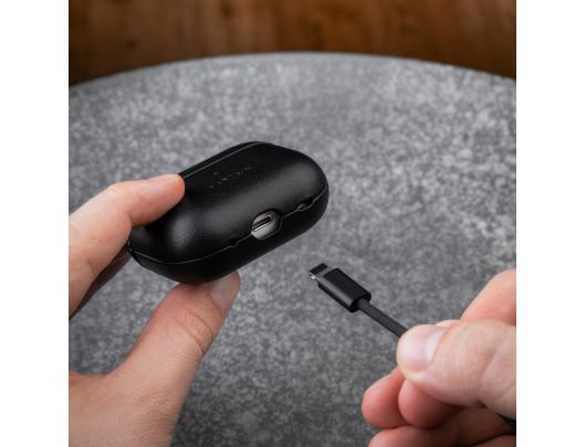 Dėklas FIXED PodsLeather Apple AirPods Pro (2nd generation) juoda