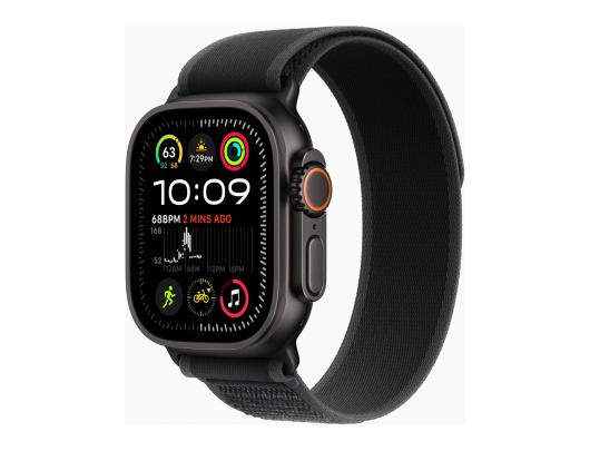 Išmanusis laikrodis Apple Ultra 2, Apple Pay, 4G, atsparus vandeniui, atsparus dulkėms, titano (5 klasės), 49 mm, juodas.