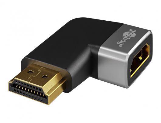 Adapteris Goobay 72012 HDMI™, 270° horizontalus, 8K @ 60 Hz, paauksuotas, juodas, sidabrinis