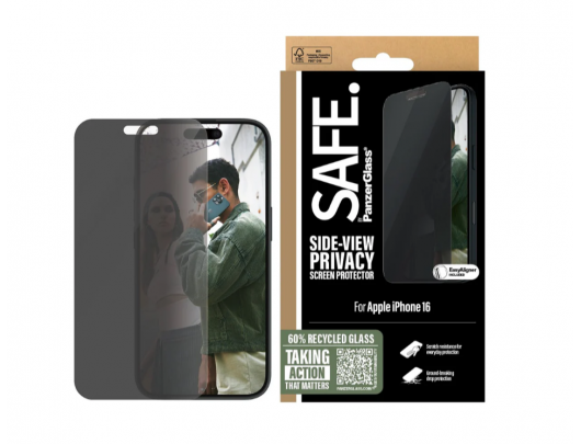 Ekrano apsauga SAFE by PanzerGlass Apple iPhone 15 16 Grūdintas stiklas polietileno tereftalatas PET Juoda Skaidri