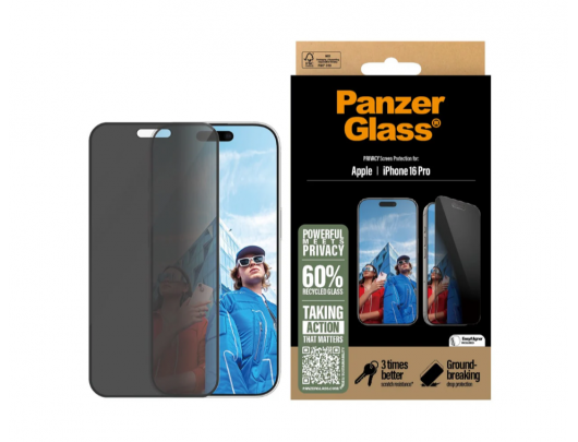 Apsauginis stiklas PanzerGlass Apple iPhone 16 Pro Juoda Skaidri