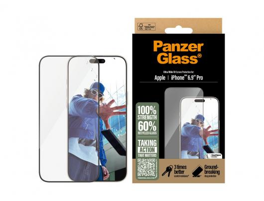 Ekrano apsauga PanzerGlass Apple iPhone 16 Pro Max Silikonas grūdintas stiklas polietileno tereftalatas (PET) Juoda Skaidri