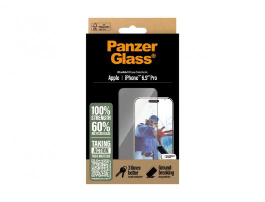 Ekrano apsauga PanzerGlass Apple iPhone 16 Pro Max Silikonas grūdintas stiklas polietileno tereftalatas (PET) Juoda Skaidri