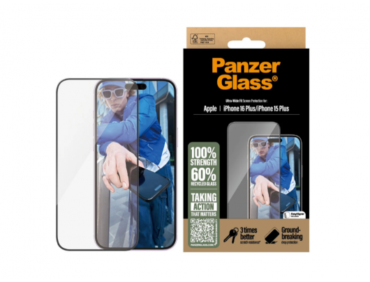 Apsauginis stiklas PanzerGlass Apple iPhone 16 Plus Stiklas Juoda Skaidri