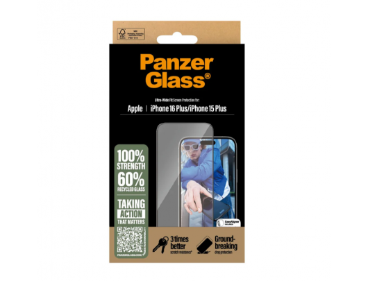 Apsauginis stiklas PanzerGlass Apple iPhone 16 Plus Stiklas Juoda Skaidri