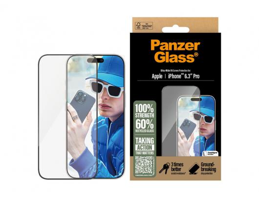 Ekrano apsauga PanzerGlass Apple iPhone 16 Pro Silikonas grūdintas stiklas polietileno tereftalatas (PET) Juoda Skaidri