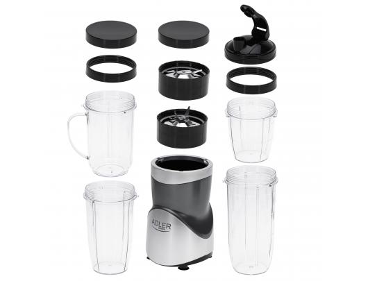 Blenderis Adler AD 4084, stalo, 1200 W, BPA neturintis indas, indo talpa 0.3+0.5+0.5+0.7 L, ledo smulkinimas, nerūdijantis plienas