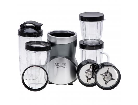 Blenderis Adler AD 4084, stalo, 1200 W, BPA neturintis indas, indo talpa 0.3+0.5+0.5+0.7 L, ledo smulkinimas, nerūdijantis plienas