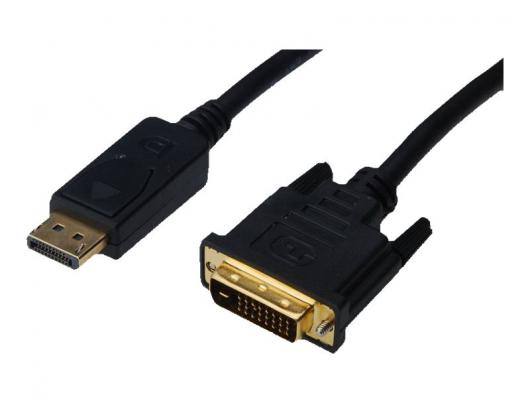 Skaitmeninis kabelis Digitus 24+1 pin DVI Male 20 pin DisplayPort Male Juodas 2 m