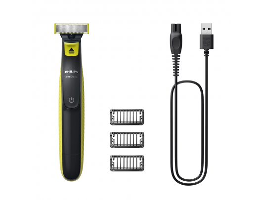 Barzdaskutė Philips QP2724/10 OneBlade, veikimo laikas (maks.) 45 min, šlapias ir sausas, juodas/žalias.