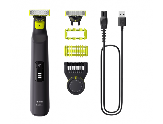 Barzdaskutė Philips QP6542/15 OneBlade Pro 360, veikimo laikas (maks.) 90 min, šlapias ir sausas, ličio jonų, juodas.