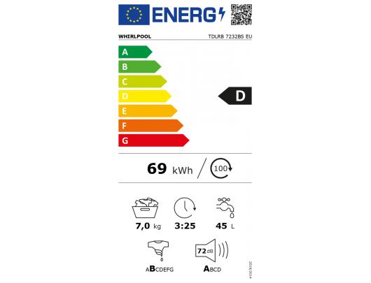 Skalbimo mašina Whirlpool TDLRB 7232BS EU 7 kg Balta