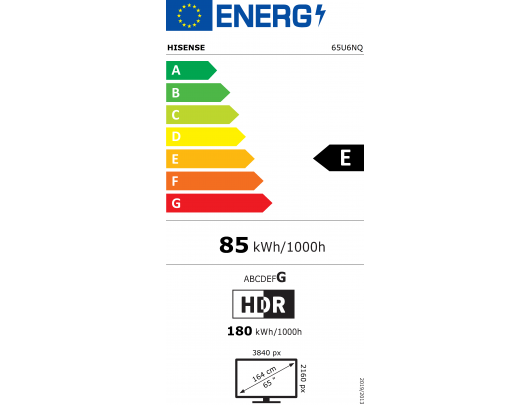 Televizorius Hisense 65U6NQ 65 colių 4K UHD VIDAA U