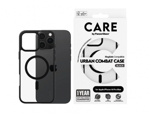 Dėklas PanzerGlass Apple iPhone 16 Pro Max Perdirbtas plastikas Skaidri Juoda