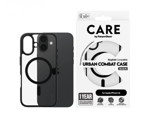 Dėklas PanzerGlass Apple iPhone 16 Perdirbtas plastikas Juoda