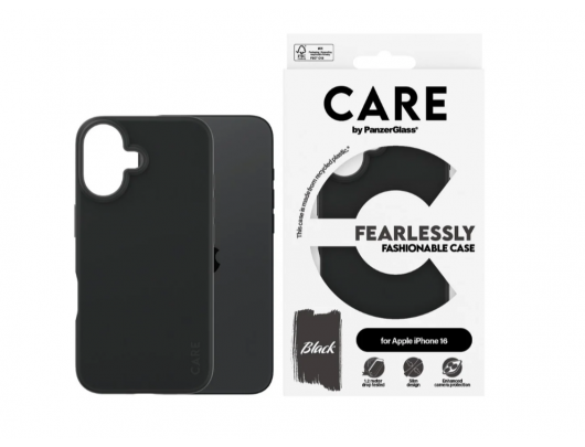 Dėklas PanzerGlass Apple iPhone 16 Perdirbtas plastikas Juoda