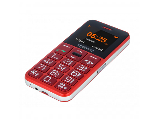 Telefonas myPhone Halo Easy, 1.77" TFT, 24 MB, 32 MB, Single SIM, Bluetooth, pagrindinė kamera 0.3 MP, 1000 mAh, raudonas.