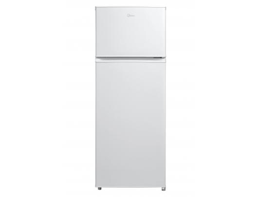 Šaldytuvas Midea MDRT294FGE01, laisvai pastatomas, 143 cm, viršutinis šaldiklis, šaldytuvo talpa 163 litrai, šaldiklio talpa 41 litras, klasė E, baltas