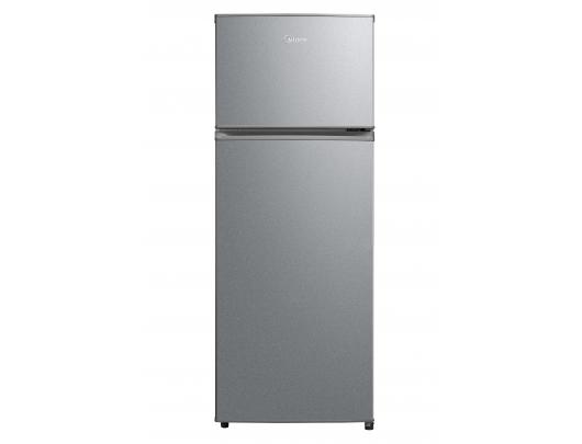 Šaldytuvas Midea MDRT294FGE50, laisvai pastatomas, 143 cm, viršutinis šaldiklis, šaldytuvo talpa 163 litrai, šaldiklio talpa 41 litras, klasė E, sidabrinis