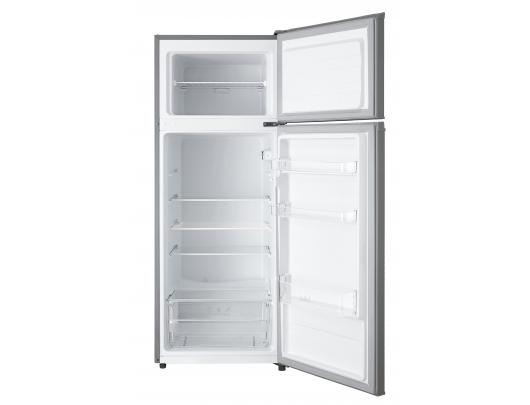 Šaldytuvas Midea MDRT294FGE50, laisvai pastatomas, 143 cm, viršutinis šaldiklis, šaldytuvo talpa 163 litrai, šaldiklio talpa 41 litras, klasė E, sidabrinis
