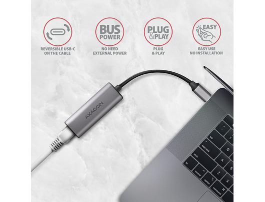 Adapteris AXAGON ADE-25RC, SuperSpeed USB-C 2.5 Gigabit Ethernet