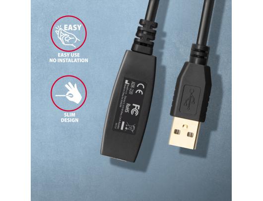 Kabelis AXAGON USB kartotuvas 20 m juodas
