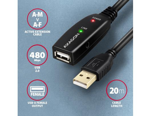 Kabelis AXAGON USB kartotuvas 20 m juodas