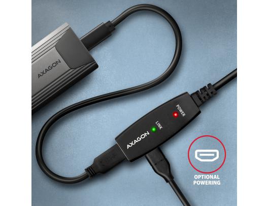 Kabelis AXAGON USB repeater 10 m juodas