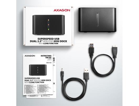 SSD HDD MINI Jungčių stotelė AXAGON 2.5" SATA 6G