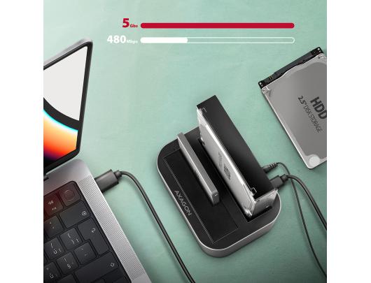 Jungčių stotelė AXAGON HDD/SSD DUAL 2.5"/3.5" Serial ATA 3.0