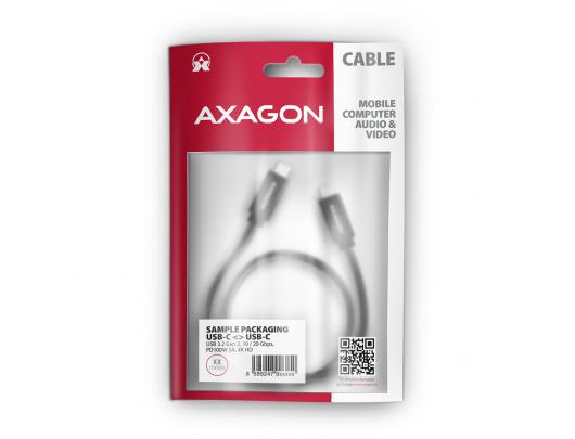Kabelis AXAGON Data and charging cable 1 m Juodas