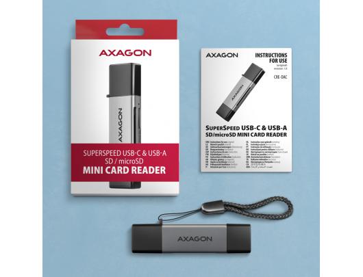 Kortelių skaitytuvas AXAGON CRE-DAC USB 3.2 Gen 1/USB 3.1 Gen 1/USB 3.0/USB 2.0/USB 1.1