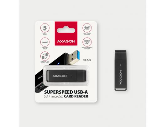 Kortelių skaitytuvas AXAGON CRE-S2N USB 3.2 Gen 1 USB 3.1 Gen 1 USB 3.0 USB 2.0 USB 1.1