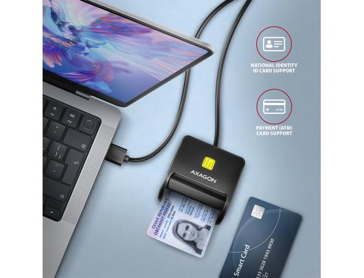 ID kortelių skaitytuvas AXAGON CRE-SM3N Kompaktiškas USB 2.0/USB 1.1