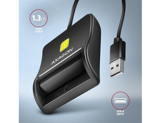 ID kortelių skaitytuvas AXAGON CRE-SM3N Kompaktiškas USB 2.0/USB 1.1