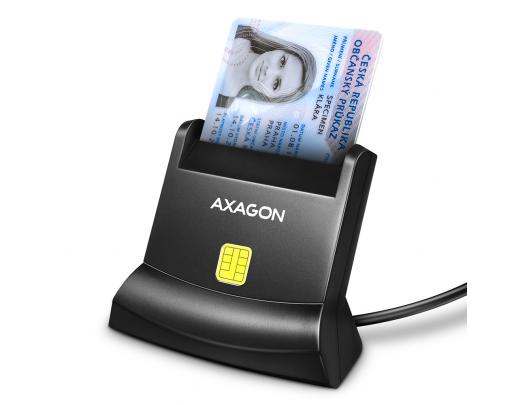 Kortelių skaitytuvas AXAGON Universalus USB kontaktinis Smart/ID kortelių skaitytuvas USB 2.0/USB 1.1