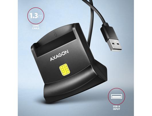 Kortelių skaitytuvas AXAGON Universalus USB kontaktinis Smart/ID kortelių skaitytuvas USB 2.0/USB 1.1