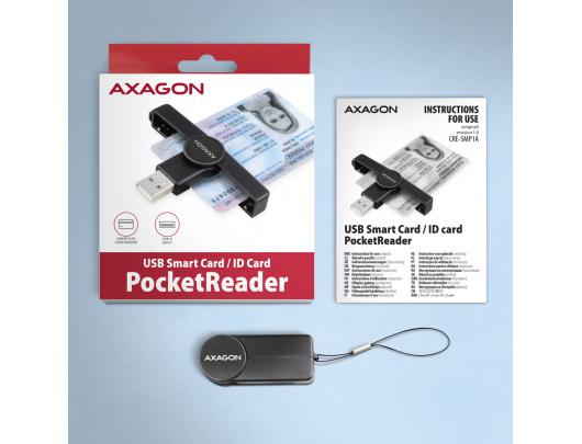 Kortelių skaitytuvas AXAGON CRE-SMPA Sulankstomas kišeninis USB-A kontaktas