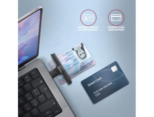 Kortelių skaitytuvas AXAGON CRE-SMPA Sulankstomas kišeninis USB-A kontaktas