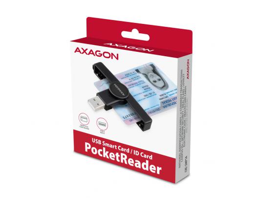 Kortelių skaitytuvas AXAGON CRE-SMPA Sulankstomas kišeninis USB-A kontaktas