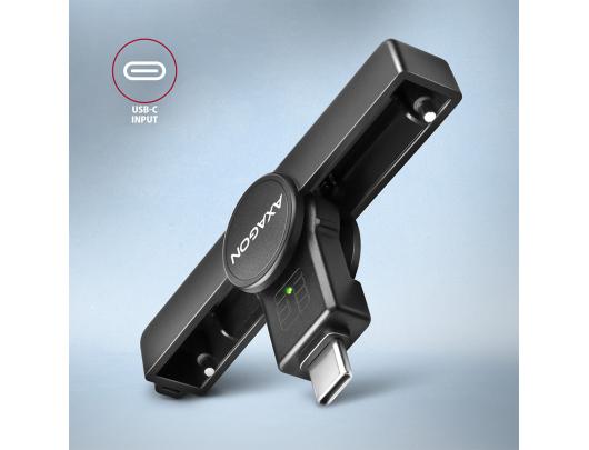 ID kortelių skaitytuvas AXAGON CRE-SMPC, sulankstomas, USB-C, Smart/ID, USB 2.0/USB 1.1
