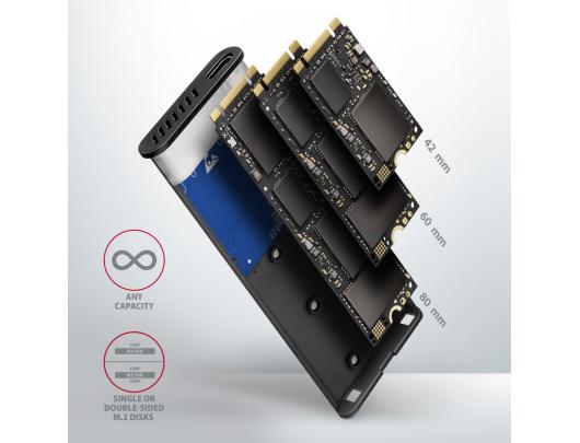 Kietojo disko dėklas AXAGON EEM2-SB2 M.2 NVMe/M.2 SATA USB 3.2 (Gen 1)